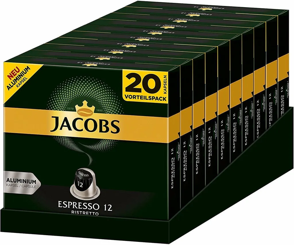 JACOBS Kapseln Espresso Ristretto 200 Nespresso Kompatible Kaffeekapseln
