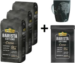 JACOBS Kaffeebohnen Barista Editions Crema 3 Kg Geröstete Bohnen + 1 Jacobs Barista Becher + 1 Dose