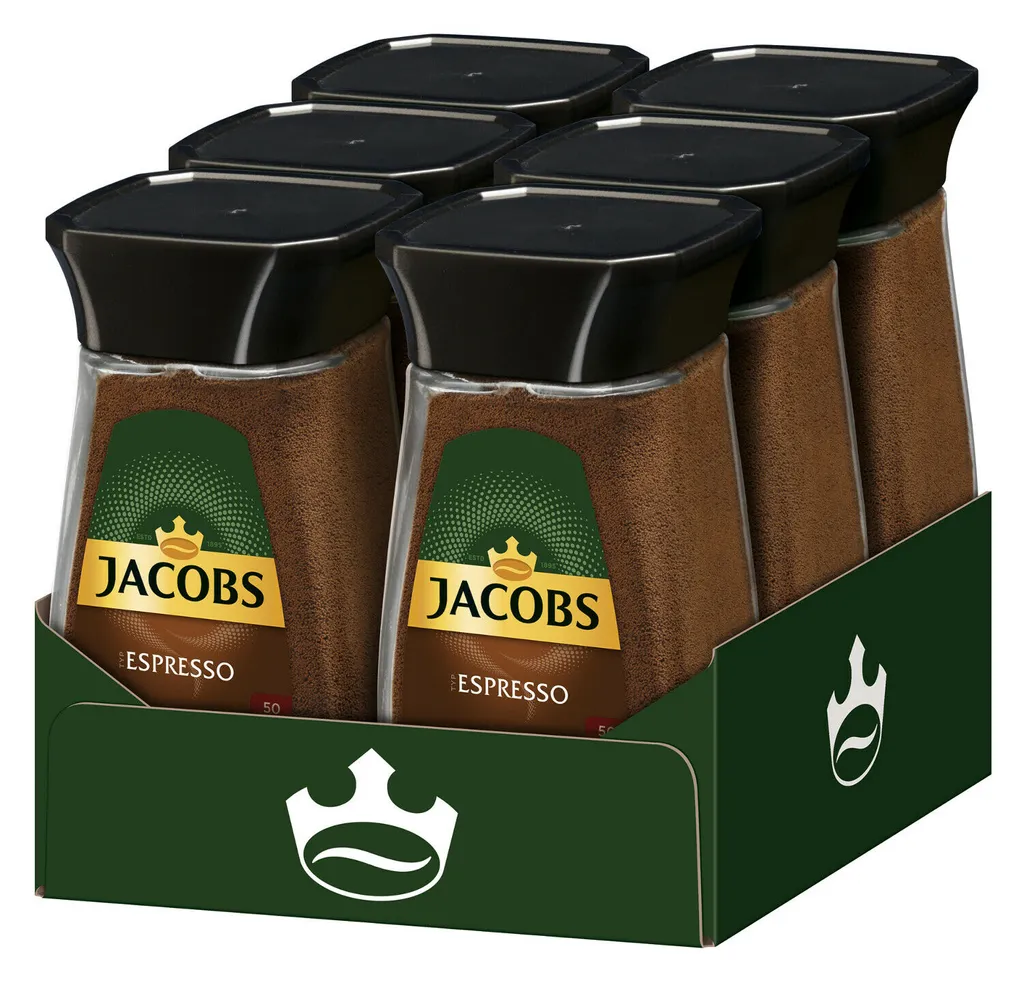 JACOBS Espresso Löslicher Kaffee 6 Gläser - 6 X 100g Instantkaffee 4 JACOBS Espresso Löslicher Kaffee 6 Gläser - 6 X 100g Instantkaffee – Bild 2