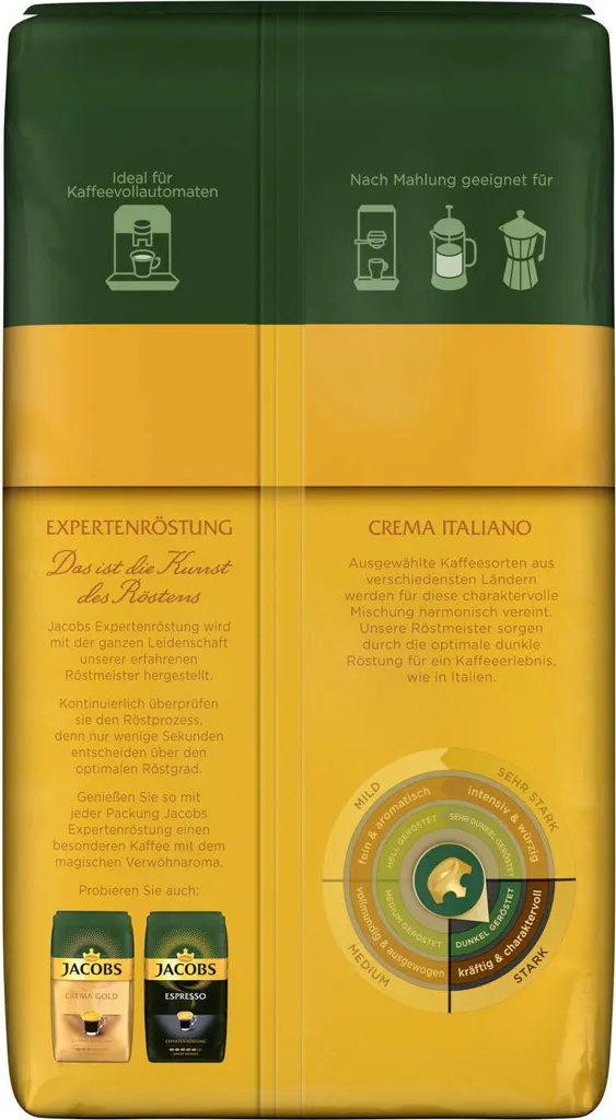 JACOBS Kaffeebohnen Expertenröstung Crema Italiano Bohnenkaffee 2 X 1 Kg Ganze Bohne 7 JACOBS Kaffeebohnen Expertenröstung Crema Italiano Bohnenkaffee 2 X 1 Kg Ganze Bohne – Bild 5
