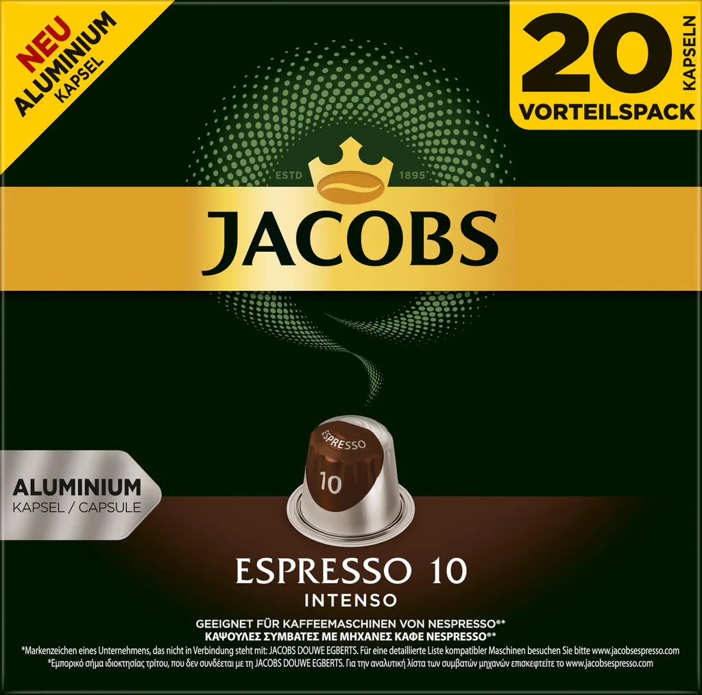 Jacobs Kapseln Espresso Intenso | 20 Nespresso® Komp. Kapseln