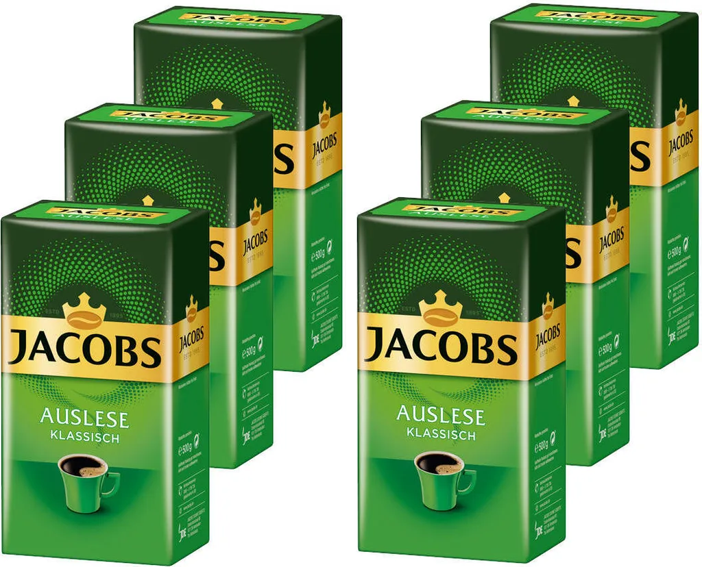 JACOBS Filterkaffee Auslese Klassisch 6 X 500 G Pulver-Kaffee Gemahlen Röstkaffee 3 JACOBS Filterkaffee Auslese Klassisch 6 X 500 G Pulver-Kaffee Gemahlen Röstkaffee