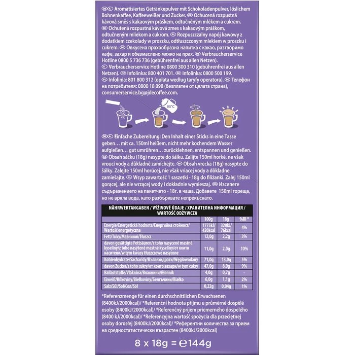 Jacobs Kaffee Krönung Cappuccino Milka Choco, Löslicher Kaffee, 8 Portionssticks 4 Jacobs Kaffee Krönung Cappuccino Milka Choco, Löslicher Kaffee, 8 Portionssticks – Bild 2