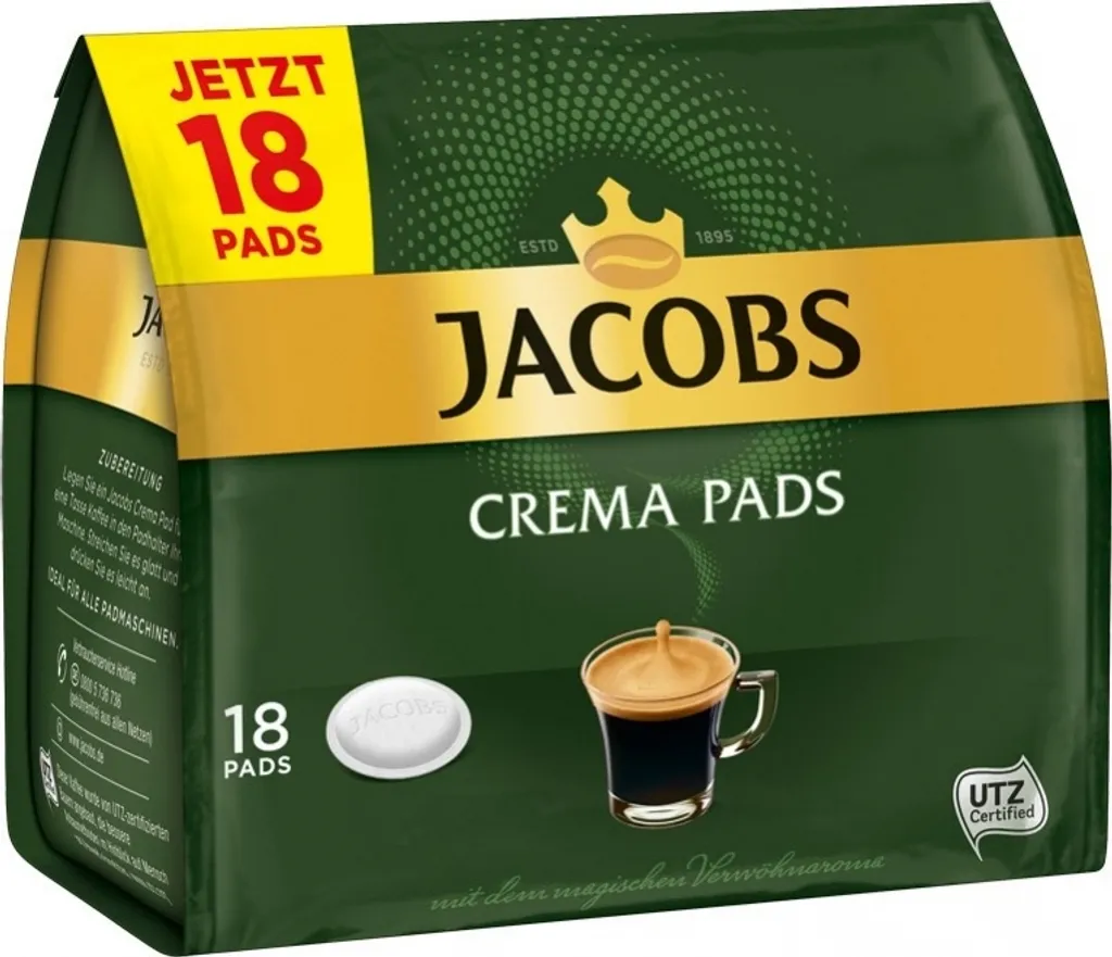 Jacobs Crema Pads | 18 Senseo Kompatible Kaffeepads 118 G 4 Jacobs Crema Pads | 18 Senseo Kompatible Kaffeepads 118 G – Bild 2