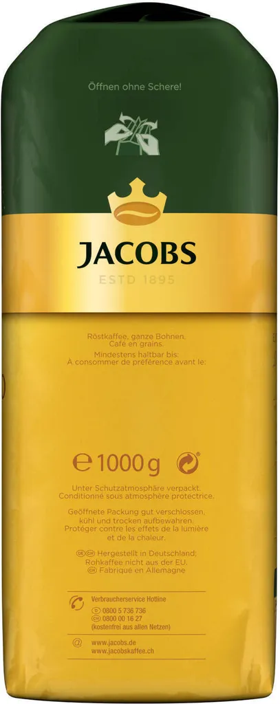 JACOBS Kaffeebohnen Expertenröstung Crema Italiano 4x1kg Ganze Kaffee Bohnen 9 JACOBS Kaffeebohnen Expertenröstung Crema Italiano 4x1kg Ganze Kaffee Bohnen – Bild 7