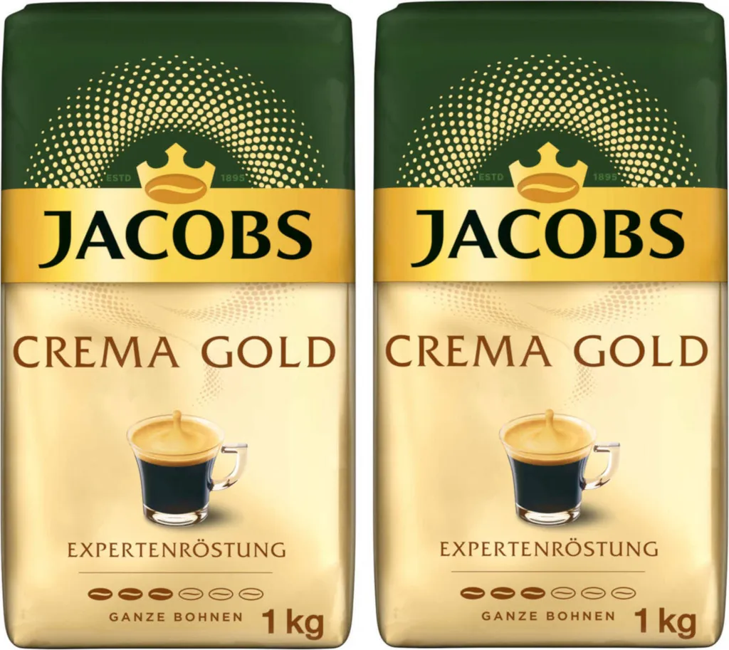 JACOBS Kaffeebohnen Expertenröstung Crema Gold 2 X 1 Kg Ganze Kaffee Bohnen + 1 Aluminium Dose Barista Design 5 JACOBS Kaffeebohnen Expertenröstung Crema Gold 2 X 1 Kg Ganze Kaffee Bohnen + 1 Aluminium Dose Barista Design – Bild 3