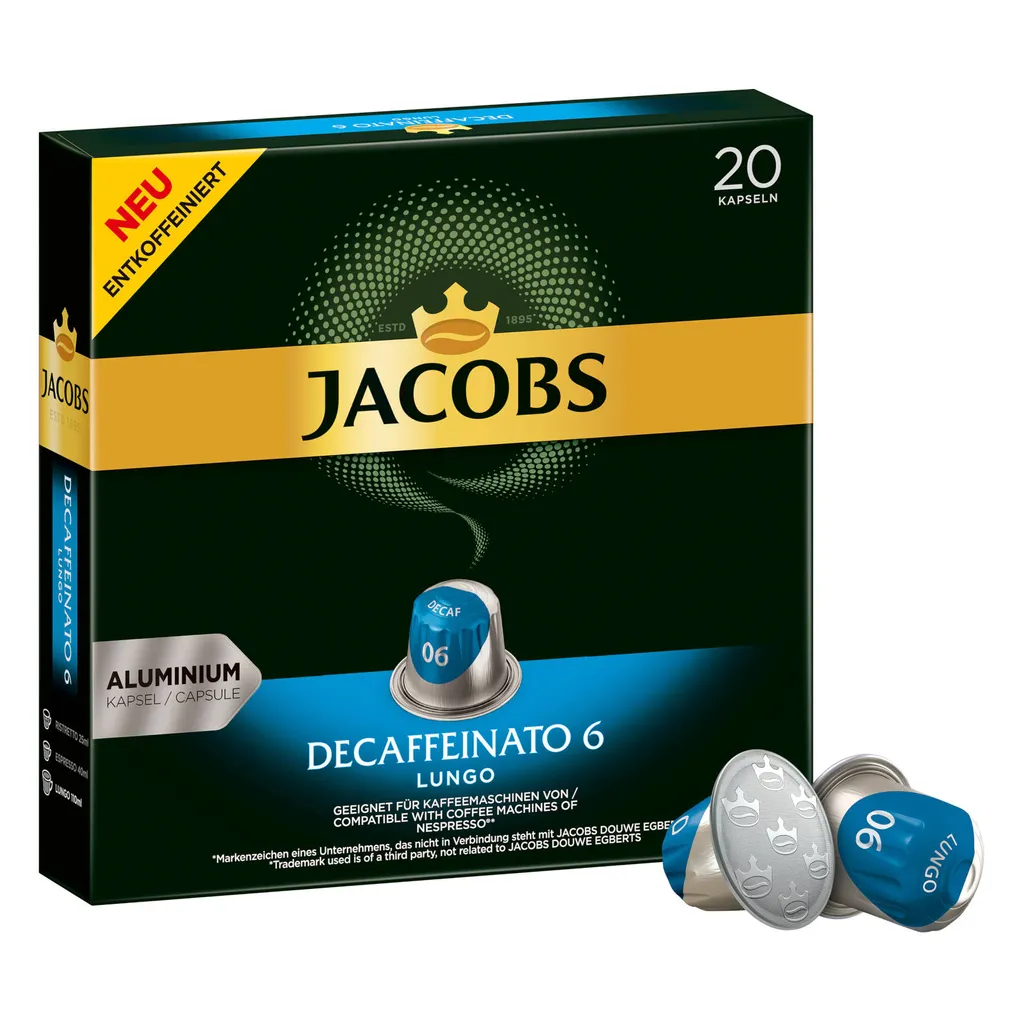 JACOBS Kapseln Decaffeinato 6 Lungo Entkoffeiniert 200 Nespresso®* Kompatibel 4 JACOBS Kapseln Decaffeinato 6 Lungo Entkoffeiniert 200 Nespresso®* Kompatibel – Bild 2