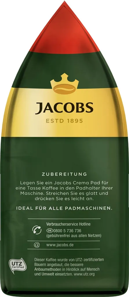 JACOBS Kaffeepads Crema Classic UTZ- 5 X 36 Getränke Pads Vorteilspack 7 JACOBS Kaffeepads Crema Classic UTZ- 5 X 36 Getränke Pads Vorteilspack – Bild 5