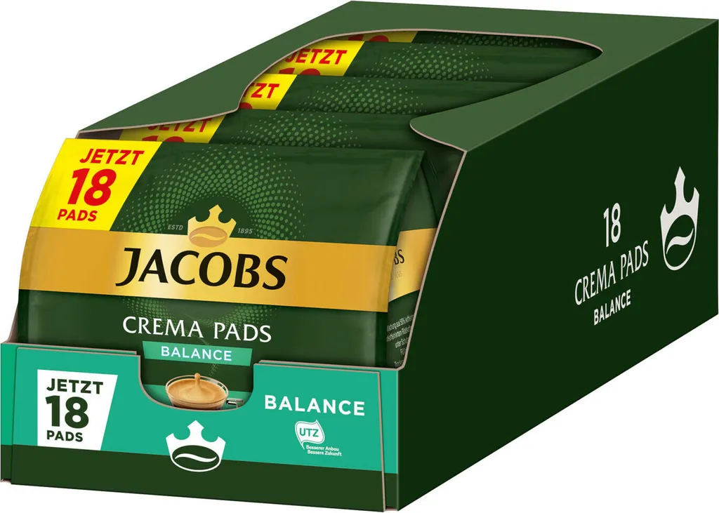 JACOBS Pads Crema Balance 5 X 18 Getränke - 90 Kaffeepads Senseo Kompatibel 3 JACOBS Pads Crema Balance 5 X 18 Getränke - 90 Kaffeepads Senseo Kompatibel