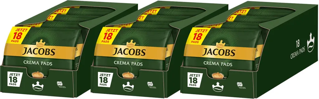 JACOBS Pads Crema Classic 270 Getränke - 15x18 Kaffeepads Senseo Kompatibel 3 JACOBS Pads Crema Classic 270 Getränke - 15x18 Kaffeepads Senseo Kompatibel