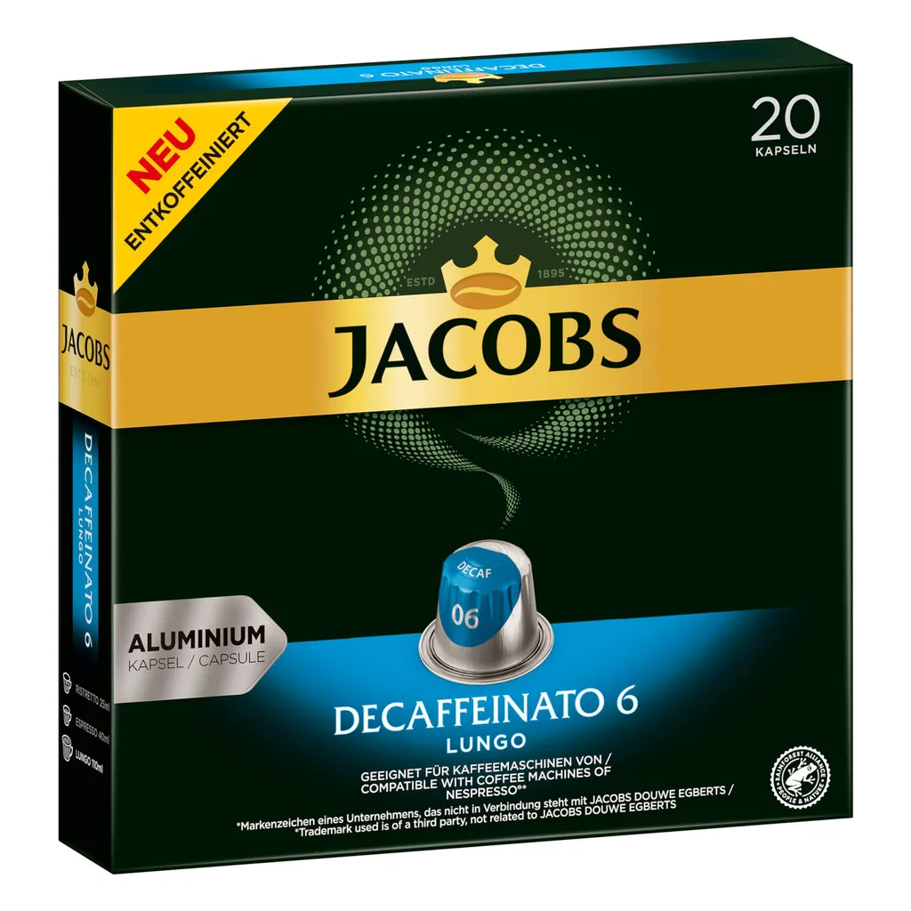 JACOBS Kapseln Decaffeinato 6 Lungo Entkoffeiniert 200 Nespresso®* Kompatibel 6 JACOBS Kapseln Decaffeinato 6 Lungo Entkoffeiniert 200 Nespresso®* Kompatibel – Bild 4
