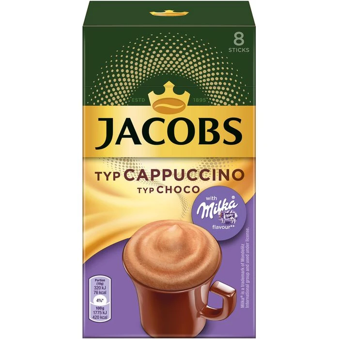 Jacobs Kaffee Krönung Cappuccino Milka Choco, Löslicher Kaffee, 8 Portionssticks 3 Jacobs Kaffee Krönung Cappuccino Milka Choco, Löslicher Kaffee, 8 Portionssticks