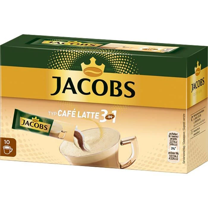 Jacobs Kaffee 3 In 1 Cafe Latte, Instant-Kaffee, Mild, 10 Portionssticks 3 Jacobs Kaffee 3 In 1 Cafe Latte, Instant-Kaffee, Mild, 10 Portionssticks