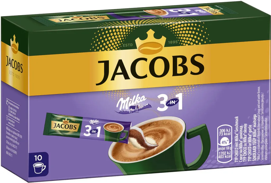 JACOBS Löskaffee 3in1 Milka®* 12x10 Sticks Löslicher Instantkaffee 120 Getränke 4 JACOBS Löskaffee 3in1 Milka®* 12x10 Sticks Löslicher Instantkaffee 120 Getränke – Bild 2
