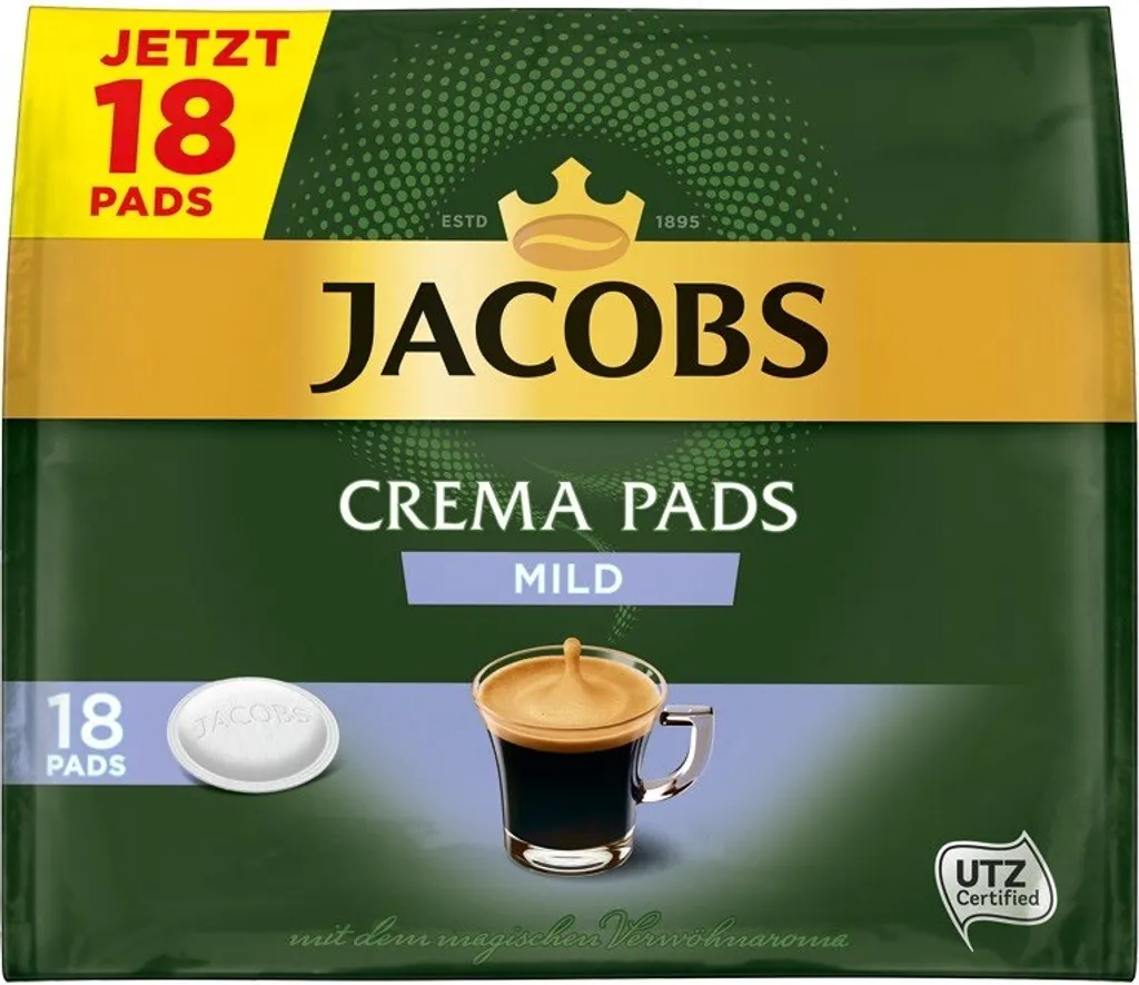 Jacobs Crema Pads Mild | 18 Senseo Kompatible Kaffeepads 118 G 3 Jacobs Crema Pads Mild | 18 Senseo Kompatible Kaffeepads 118 G
