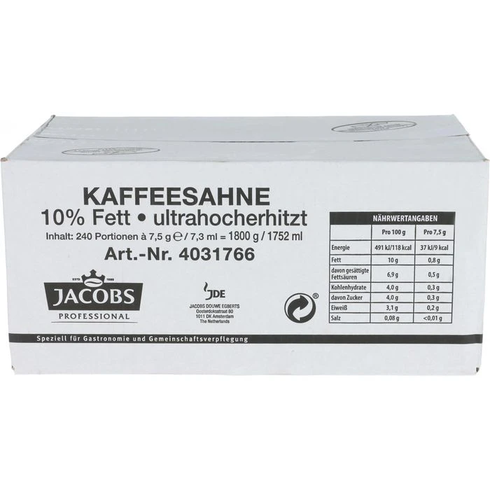 Jacobs Kaffeesahne 10% Fett, In Tassenportionen, Je 7,5g, 240 Stück 5 Jacobs Kaffeesahne 10% Fett, In Tassenportionen, Je 7,5g, 240 Stück – Bild 3