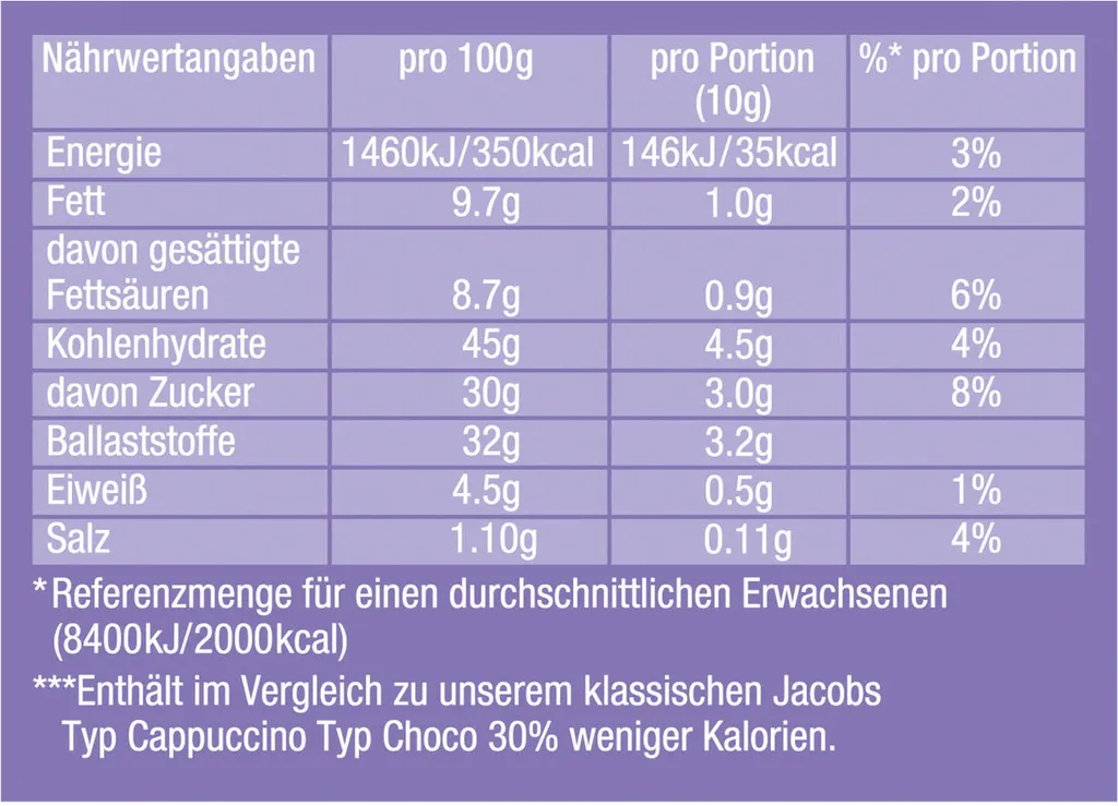 JACOBS Typ Cappuccino Choco So Leicht Mit Milka Geschmack 12 Beutel - 12 X 400g 5 JACOBS Typ Cappuccino Choco So Leicht Mit Milka Geschmack 12 Beutel - 12 X 400g – Bild 3