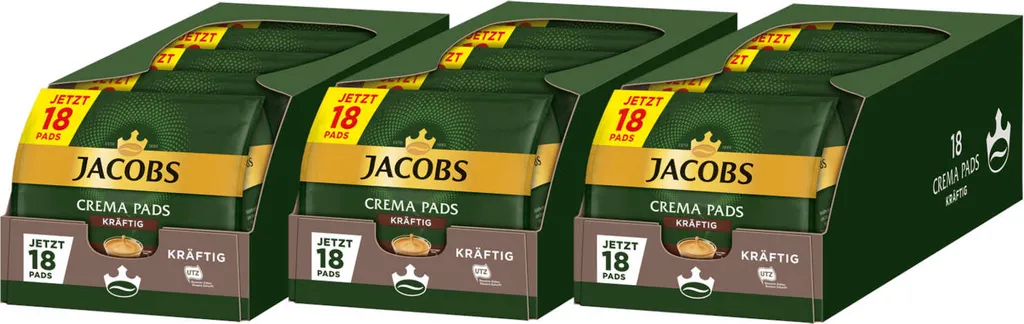 JACOBS Pads Crema Kräftig 270 Getränke - 15x18 Kaffeepads Senseo Kompatibel 3 JACOBS Pads Crema Kräftig 270 Getränke - 15x18 Kaffeepads Senseo Kompatibel