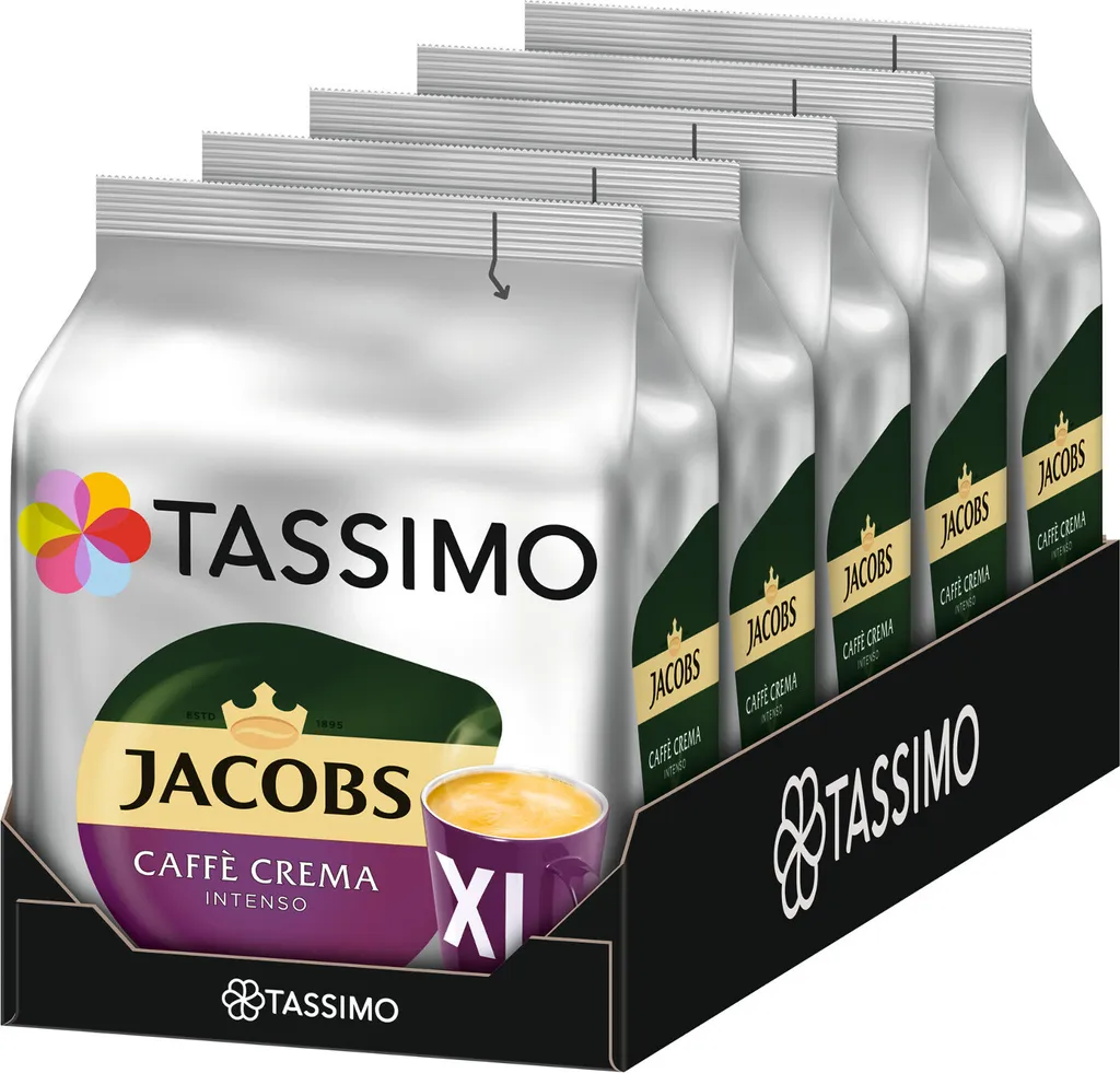 TASSIMO Jacobs Caffè Crema Intenso XL 5er Pack T Discs Kapseln 5 X 16 Getränke