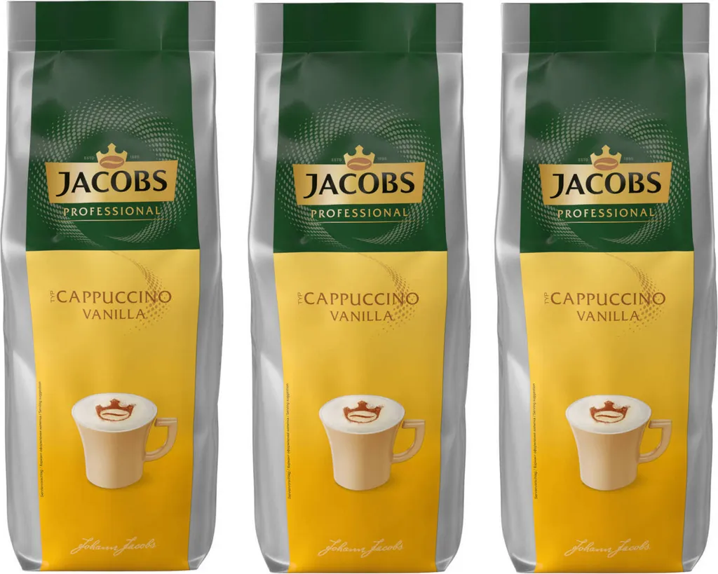 JACOBS Professional Löskaffee Typ Cappuccino Vanilla 3 X 1 Kg Löslicher Kaffee 3 JACOBS Professional Löskaffee Typ Cappuccino Vanilla 3 X 1 Kg Löslicher Kaffee