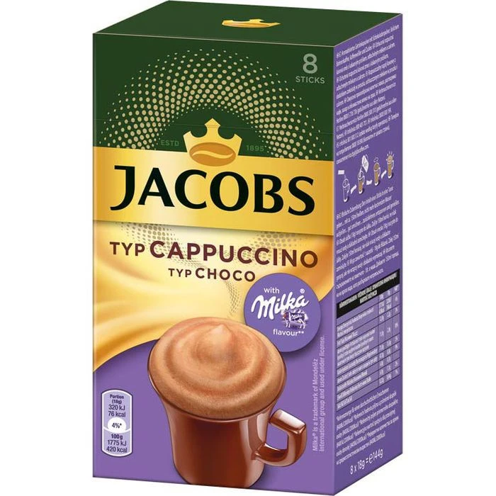 Jacobs Kaffee Krönung Cappuccino Milka Choco, Löslicher Kaffee, 8 Portionssticks 5 Jacobs Kaffee Krönung Cappuccino Milka Choco, Löslicher Kaffee, 8 Portionssticks – Bild 3