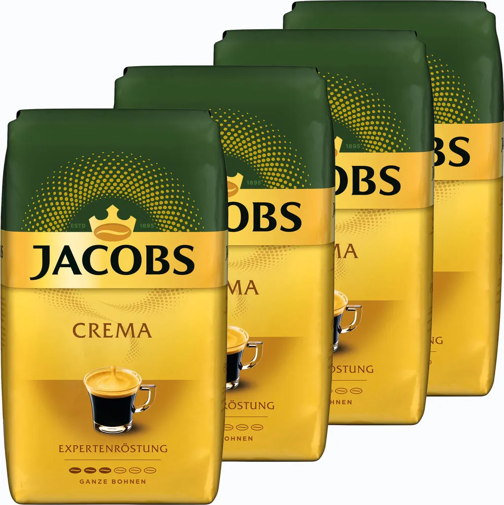JACOBS Expertenröstung Crema Kaffee Ganze Bohne 4 X 1 Kg Kaffeebohnen 3 JACOBS Expertenröstung Crema Kaffee Ganze Bohne 4 X 1 Kg Kaffeebohnen