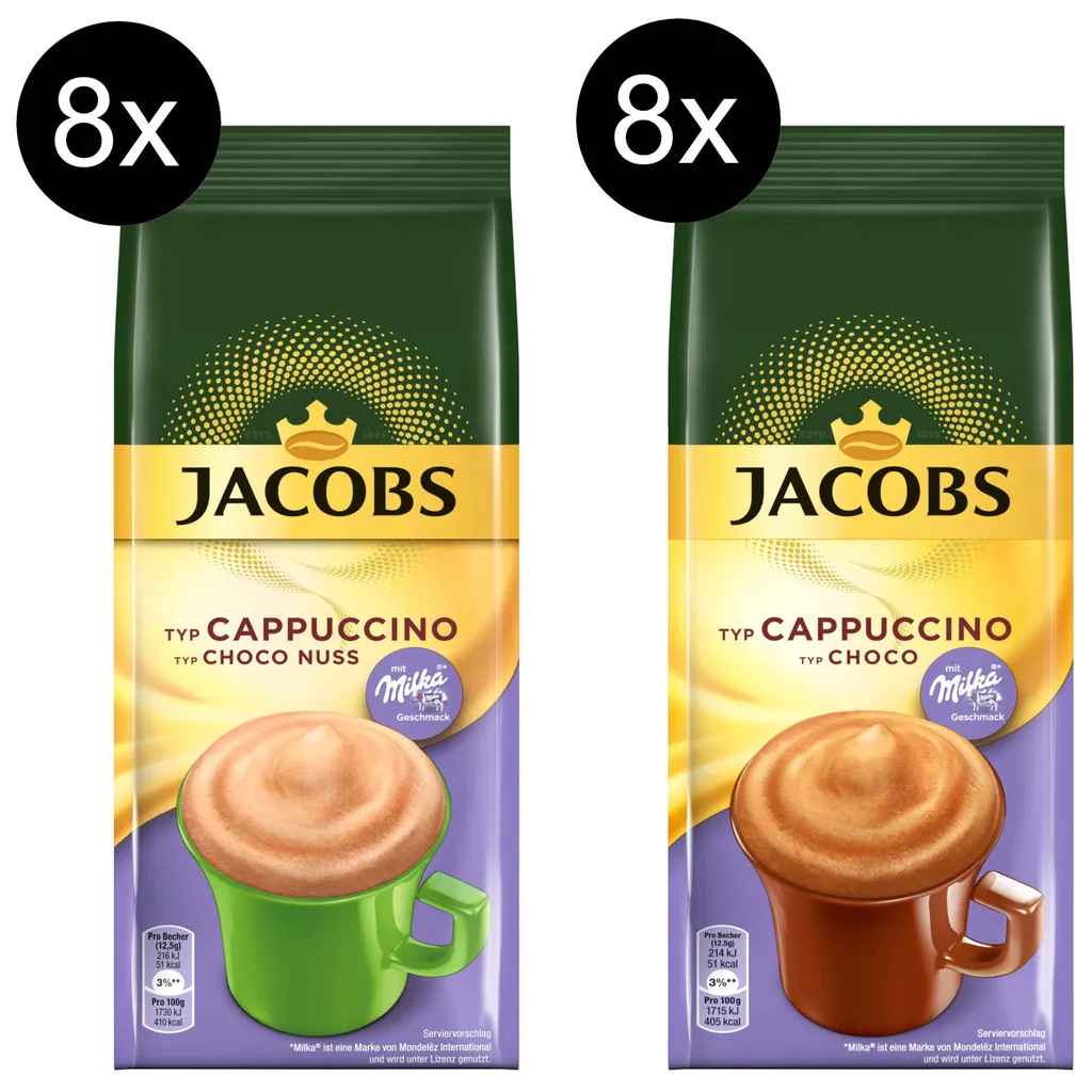 JACOBS Löskaffee Typ Cappuccino 8 X 500 G Choco Nuss + 8 X 500 G Choco 5 JACOBS Löskaffee Typ Cappuccino 8 X 500 G Choco Nuss + 8 X 500 G Choco – Bild 3