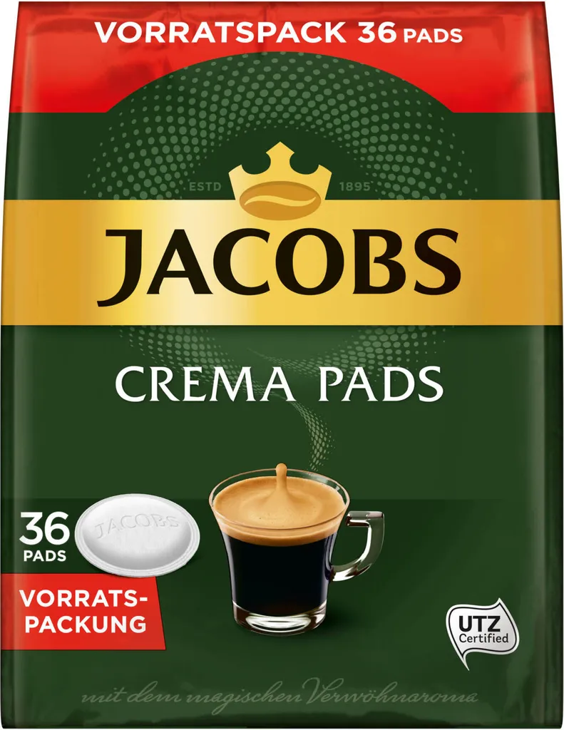 JACOBS Kaffeepads Crema Classic UTZ- 5 X 36 Getränke Pads Vorteilspack 4 JACOBS Kaffeepads Crema Classic UTZ- 5 X 36 Getränke Pads Vorteilspack – Bild 2