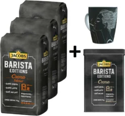 JACOBS Kaffeebohnen Barista Editions Crema Intense 3 Kg Geöstete Bohnen+ 1 Jacobs Barista Becher+ 1 Dose
