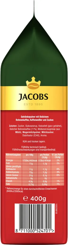 JACOBS Typ Cappuccino 10 Beutel Löslicher Kaffee Intantkaffee 10 X 400 G Cremig 7 JACOBS Typ Cappuccino 10 Beutel Löslicher Kaffee Intantkaffee 10 X 400 G Cremig – Bild 5